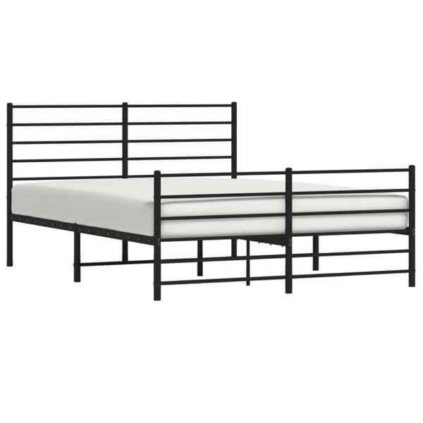 Berkfield Metal Bed Frame with Headboard and Footboard Black 120x190 cm 4FT Small Double