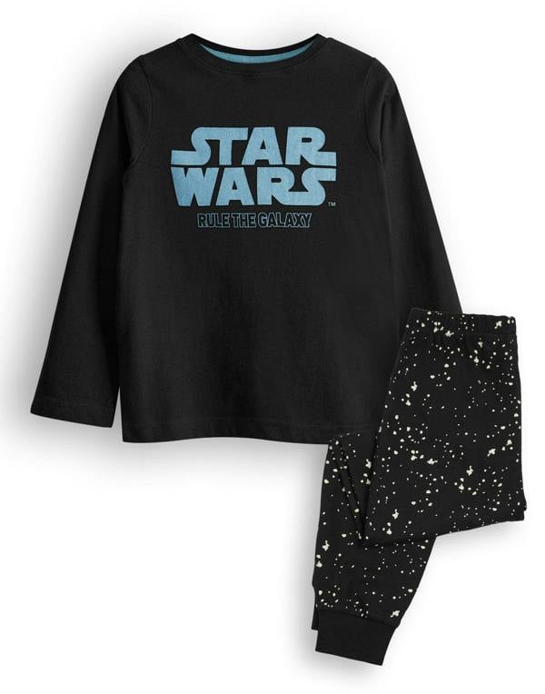 Star Wars Boys Black Foil Print Long Sleeve Long Leg Pyjama Set [dis]