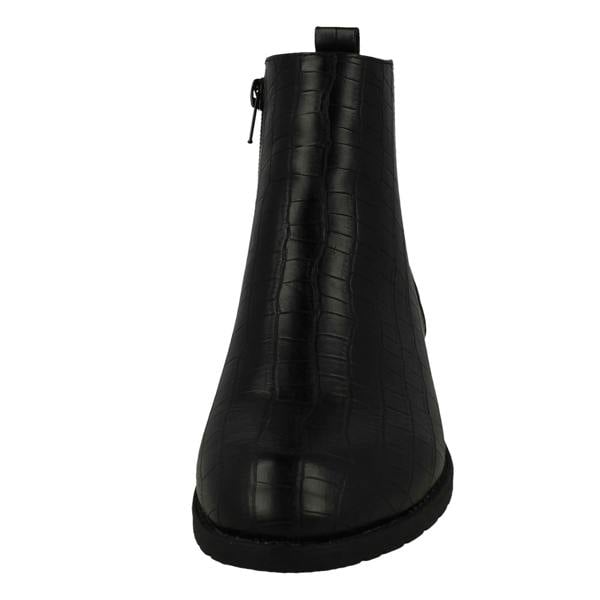 Spot On Ladies Spot On Croc Detailed Ankle Boots F51196