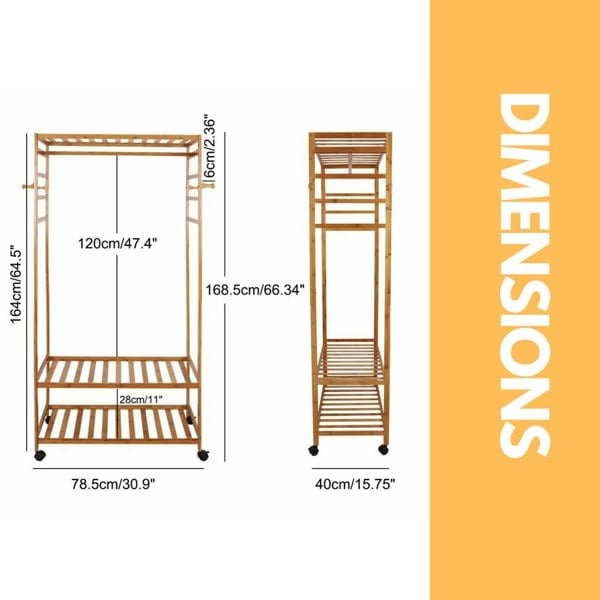 Rafaelo Mobilia Bamboo 4-in-1 Open Wardrobe With Shoe Rack