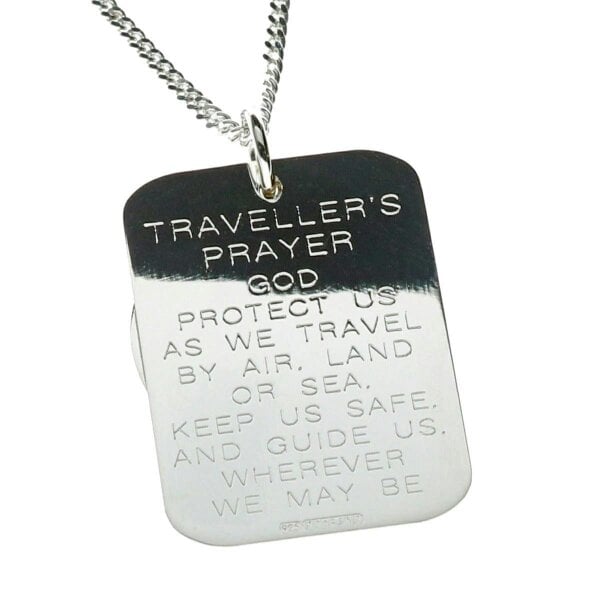 Christopher James of London Sterling Silver Compass Concealed St. Christopher Personalised Travellers Prayer Pendant & Chain