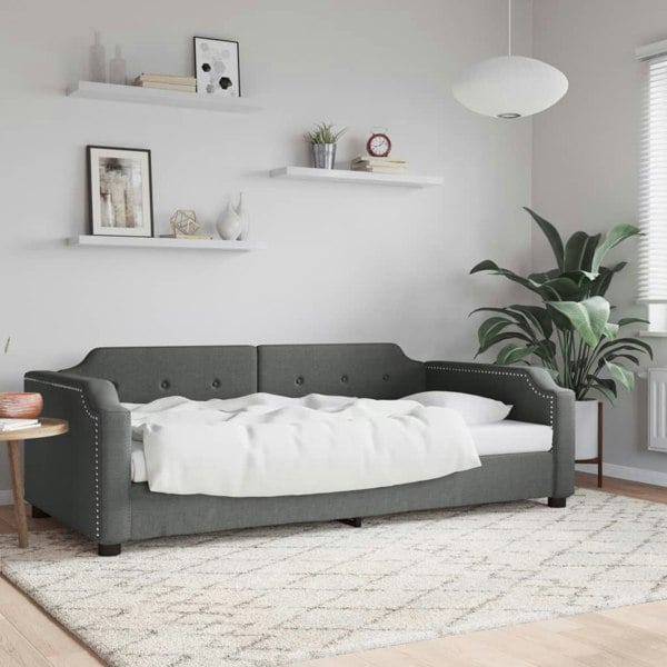 Berkfield Day Bed Dark Grey 90x190 cm Fabric