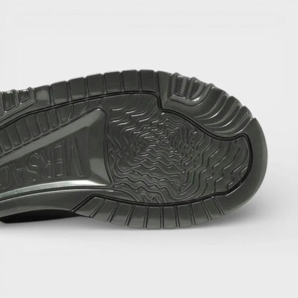 Versace Odissea Leather Low-top Trainers In Gunmetal
