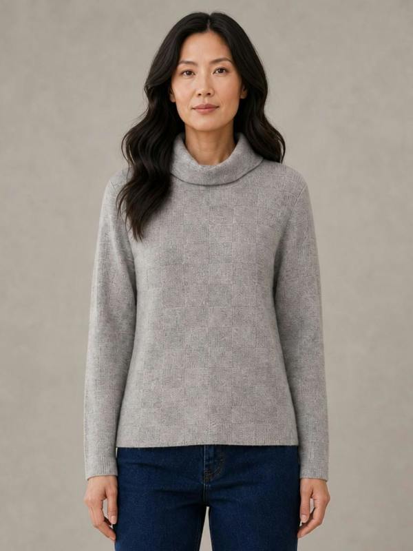 VIZ-A-VIZ Basket Weave Cowl Neck Jumper