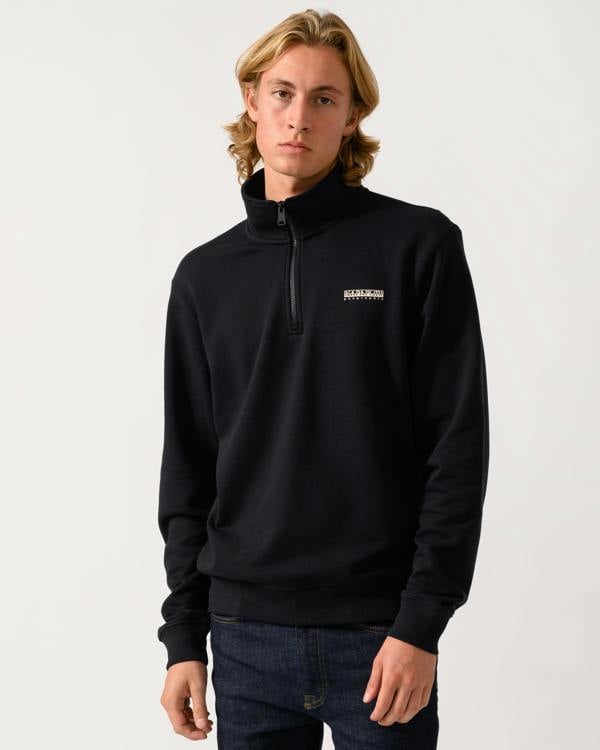 Napapijri Small Box Mens Half Zip Sweatshirt - Black Beauty 941
