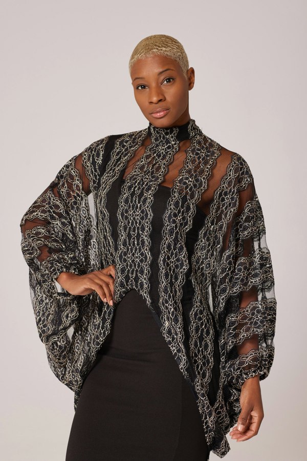 Lioness by TF Lace Luxe Tunic - Black & Gold