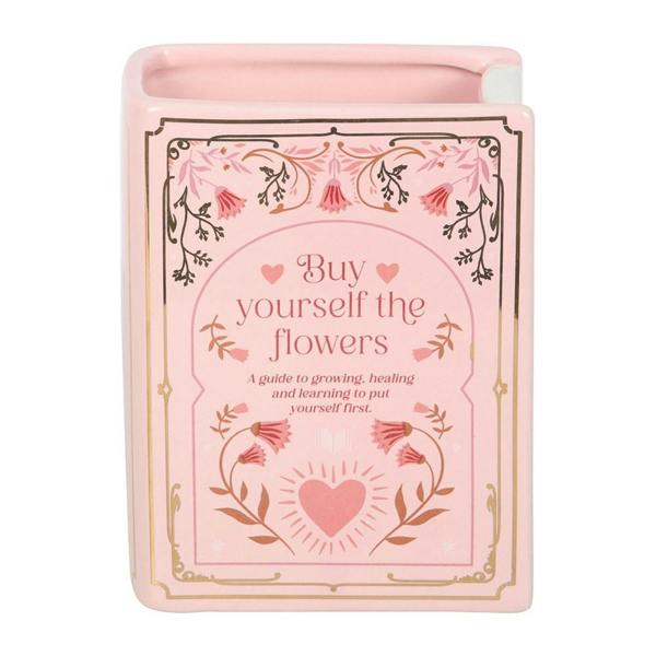 Kingsbury Gifts Pink Ceramic Book-Shaped Decorative Flower Vase