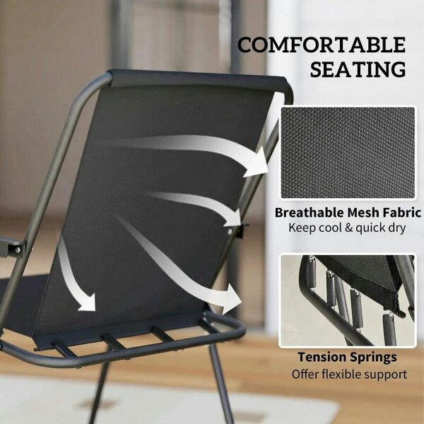 4 Seater Garden Furniture Set, 6 Pieces Garden Table and Chairs with Parasol for Patio, Black