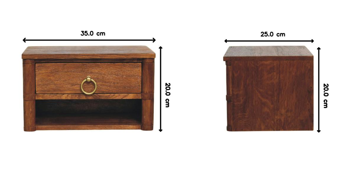 Artisan Furniture Solid Wood Box Frame Wall Nightstand