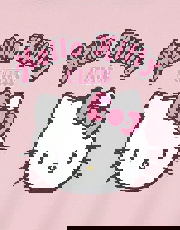 Hello Kitty Womens Pink Club Cropped Short Sleeved T-Shirt