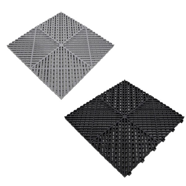 Monstershop Vented Garage Floor Tiles With Edges – 60 Black & 60 Grey
