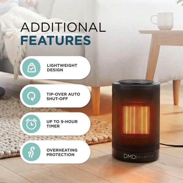 DMD Collective 9" Ceramic Space Heater with Oscillation & Timer 1200W