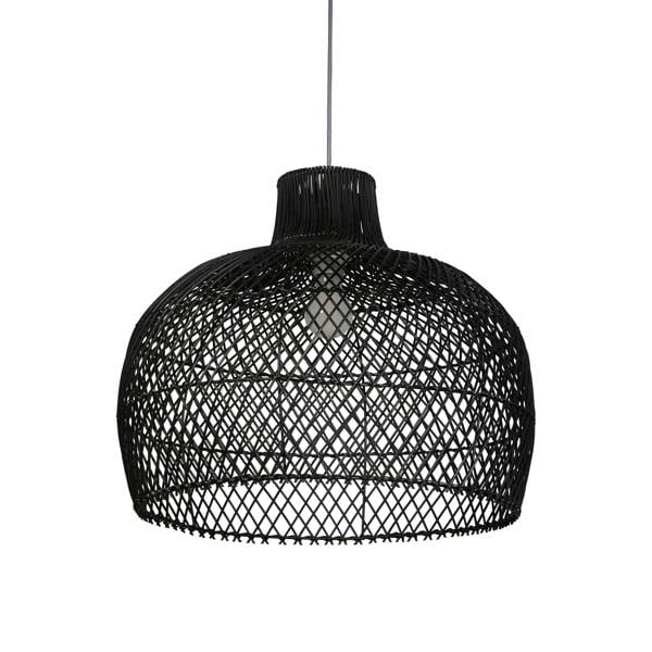 Lighting Collection LARGE BLACK RATTAN BELL EASY FIT 50CM