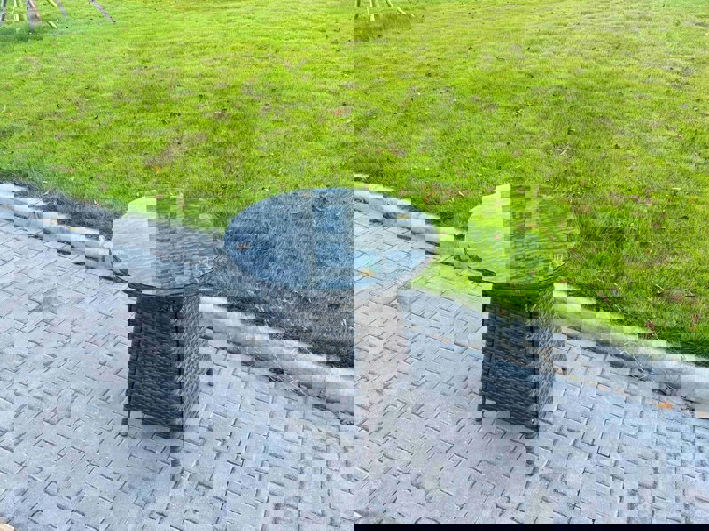 Fimous 3-Piece PE Rattan Garden Furniture 2 Seater Bistro Set for Patio Dark Grey Mixed