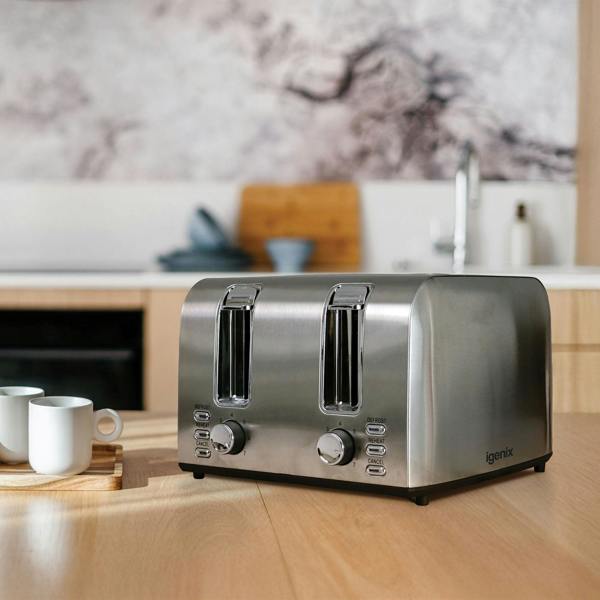 Igenix 1500W 4 Slice Toaster, Stainless Steel