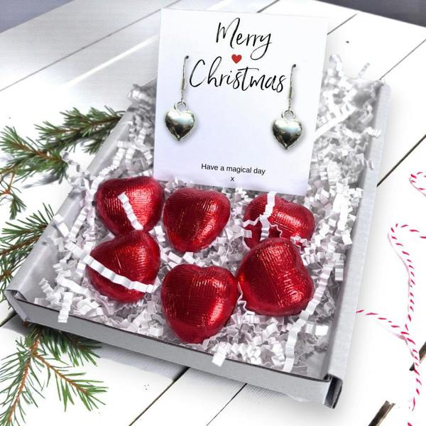 Aye Do Gifts Merry Christmas Mini Gift Hamper with Silver Heart Earrings