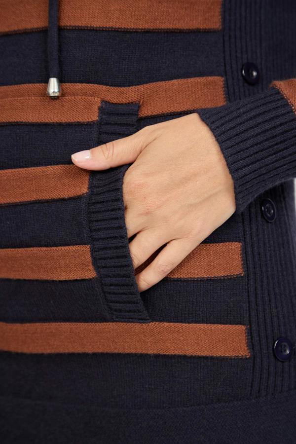Mudflower Stripe Knit Cowl Neck Jumper