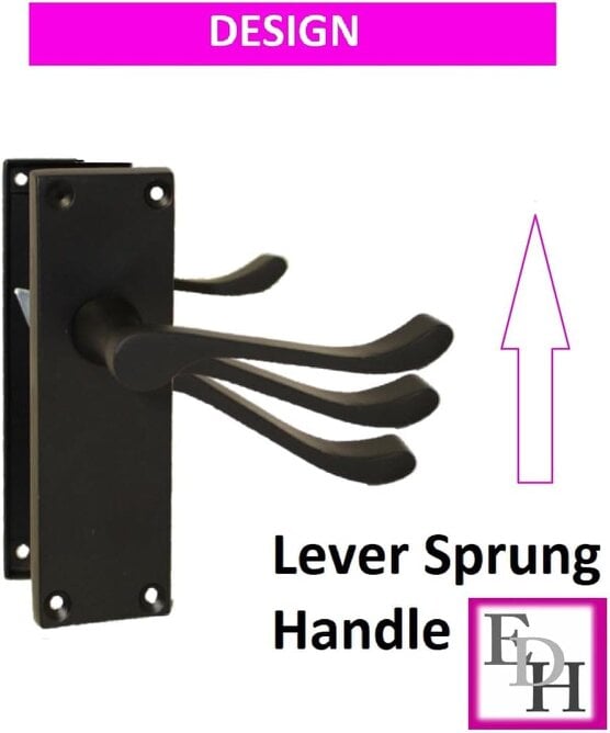EDH Door Hardware Matt Black Victorian Scroll Door Handles on Backplate – Handle Only or Handle + Tubular Latch – 150mm x 42mm
