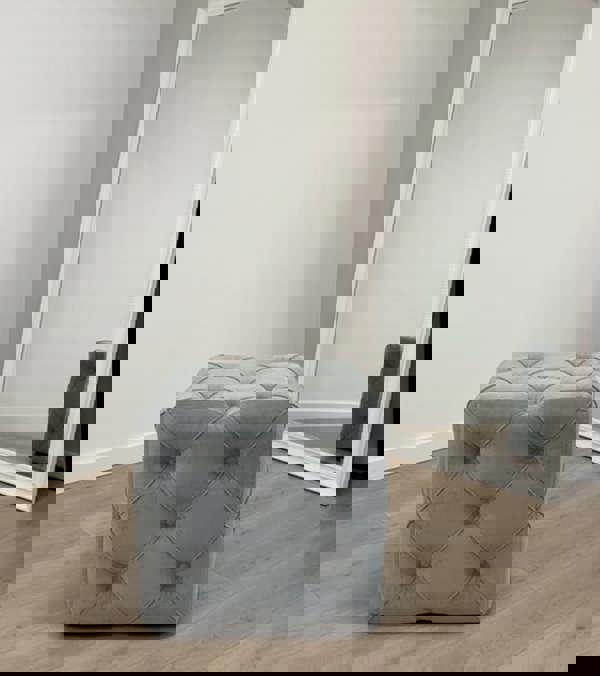 Dark Grey Square Cube Deep Buttoned Fabric Coffee Table - ISTOOLS