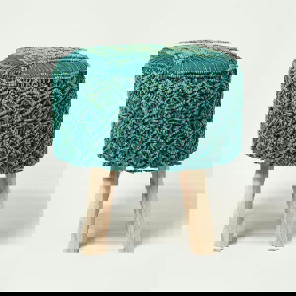 HOMESCAPES Willow Macrame Footstool - 43 cm Tall