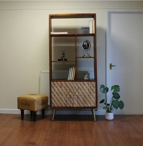 IH Design Camille Retro Multi shelf bookcase with 2 Doors