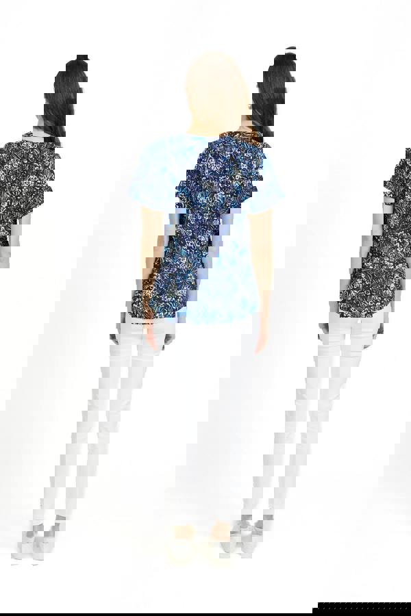 Mudflower Floral Print Lightweight Shirred Bodice Top