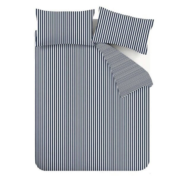 HomeSpace Direct Brushed Stripe Navy Duvet Cover Set