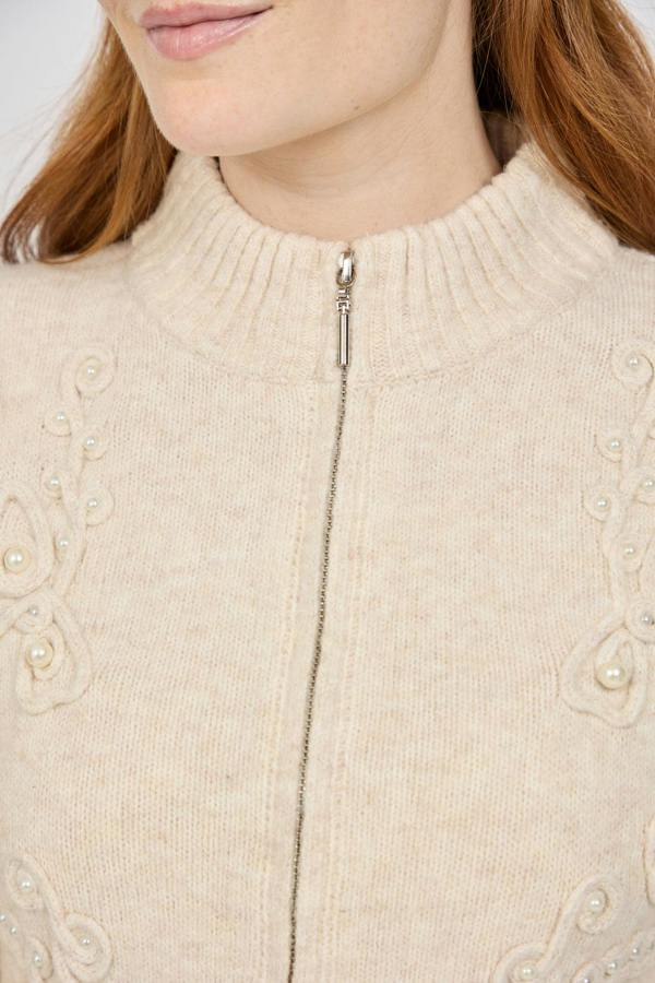 Mudflower Cornelli Embellished Zip-Up Knit Cardigan