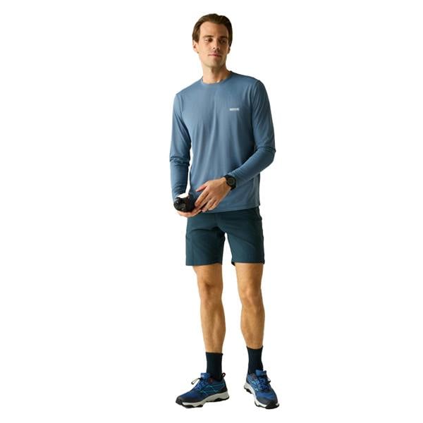 Regatta Mens Mindo Logo Long-Sleeved T-Shirt - China Blue - 