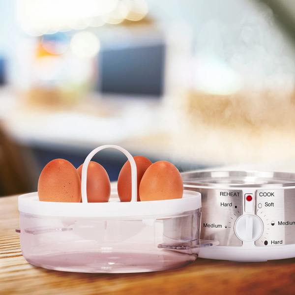 Duronic Electric Egg Boiler EB35 WE Steamer for Eggs 350W Automatic Egg Boiler Electronic Omelette Maker Poacher for 7 Soft, Medium & Hard Boiled Eggs