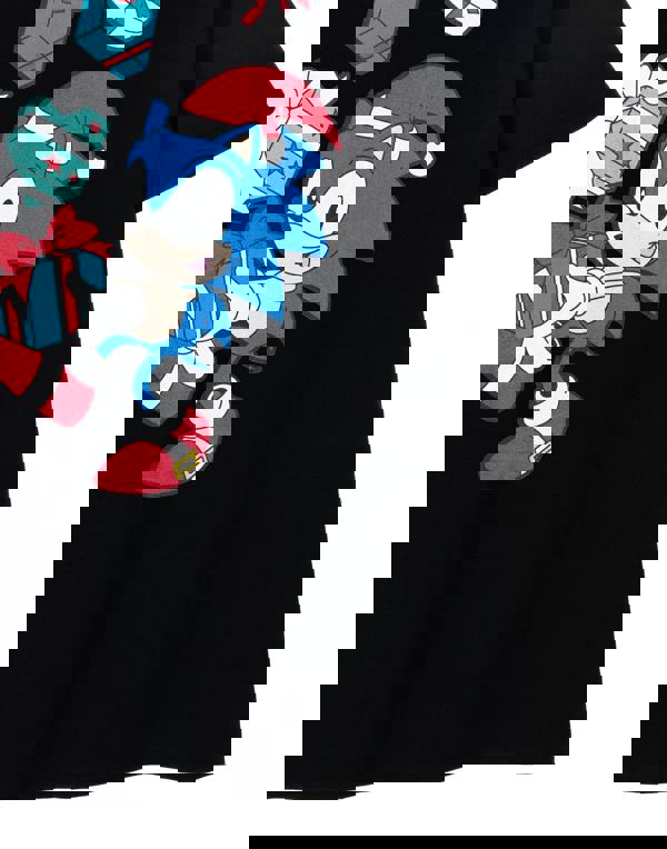 Sonic the Hedgehog Mens Black Christmas Presents Short Sleeved T-Shirt