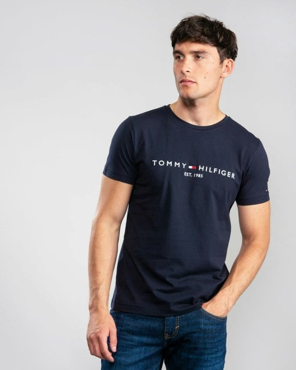 Tommy Hilfiger Mens Core Tommy Logo Tee - Sky Captain