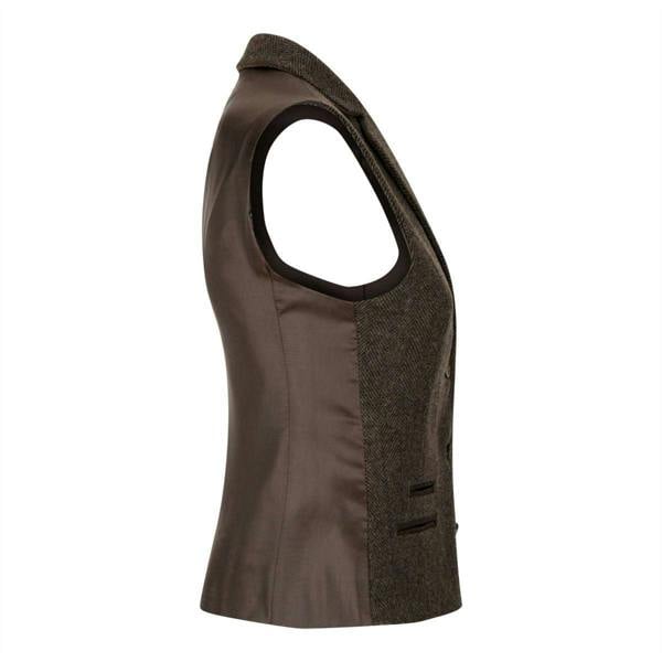 TruClothing Womens Tweed 1920s Herringbone Brown Waistcoat