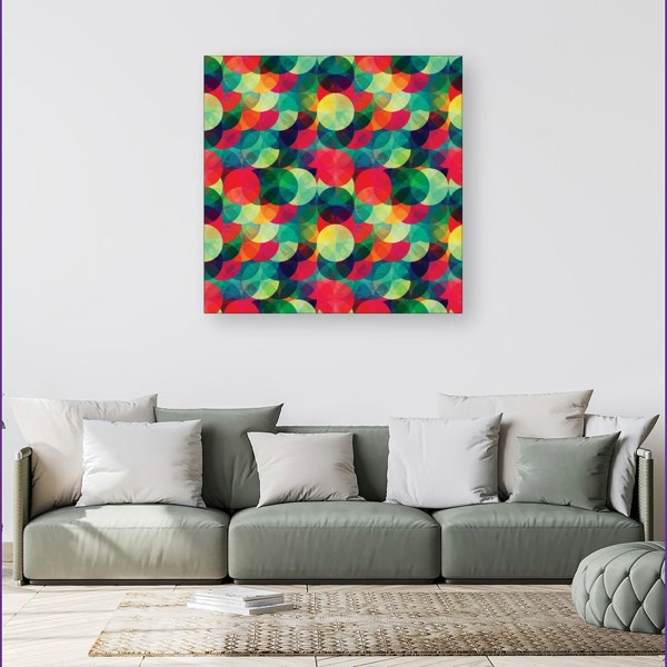 Warren Reed Colourful Grunge Circle Pattern Canvas