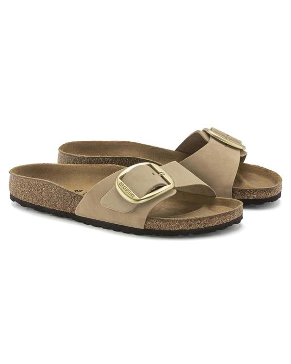 Birkenstock Madrid Big Buckle Womens Nubuck Leather Sandals - Sandcastle - CHO - Designer Womens Sandals