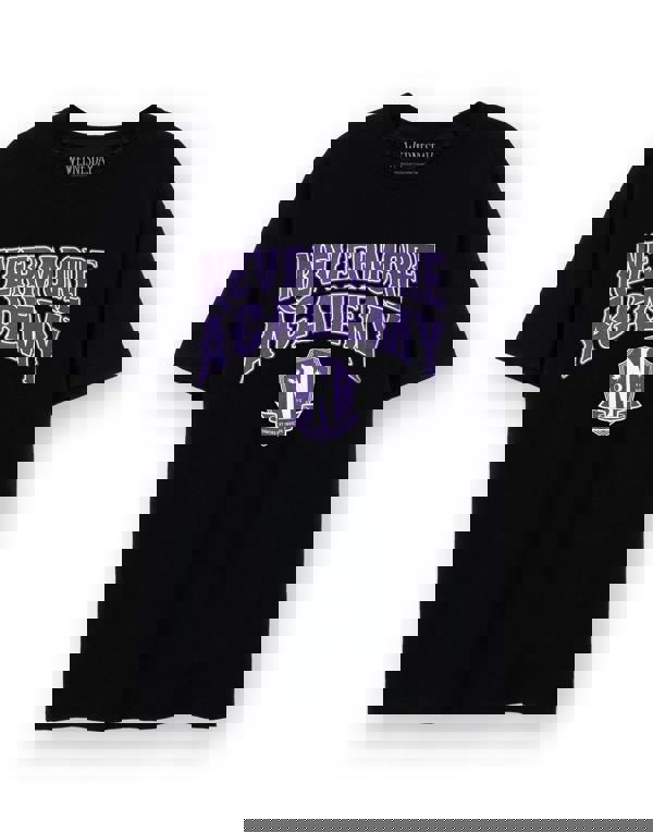 Wednesday Womens Black Nevermore Academy Short Sleeved T-Shirt