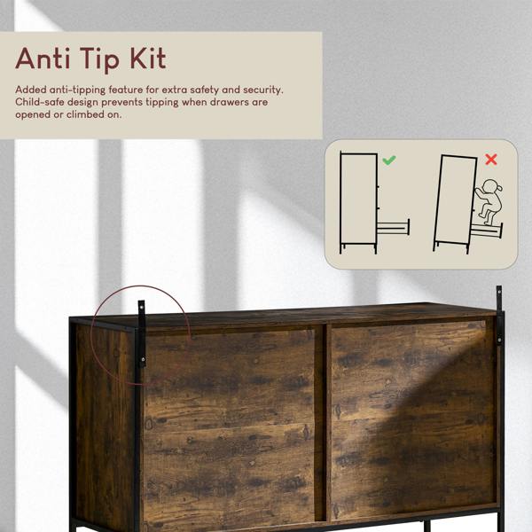Vida Designs Brooklyn 6 Drawer Chest, Dark Wood