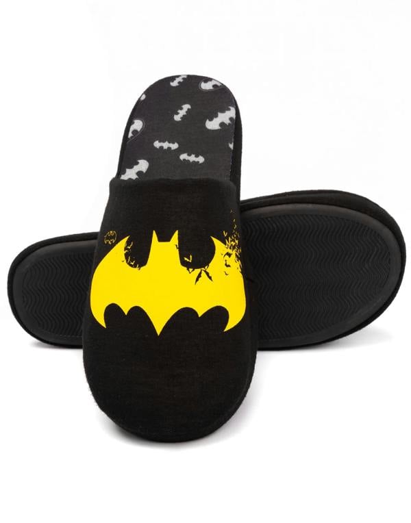 DC Comics Batman Mens Black Logo Mule Slippers