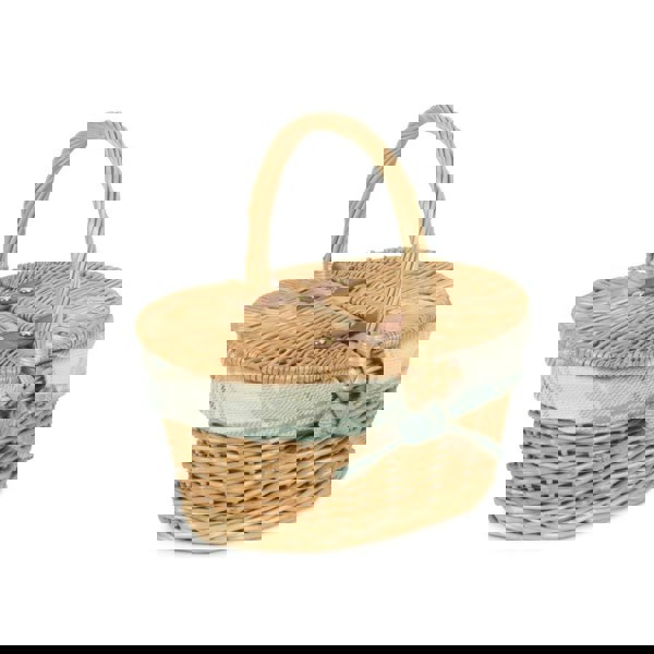 Oval Lined Lidded Wicker Basket