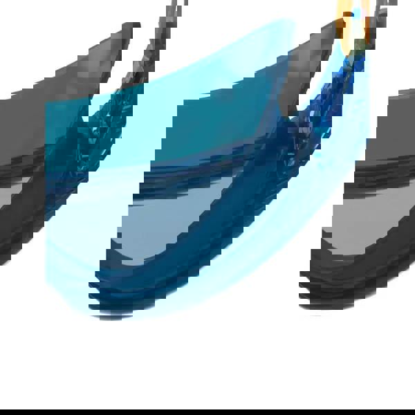 Blue Speedo Junior Biofuse Rift swim mask with clear lenses and orange strap