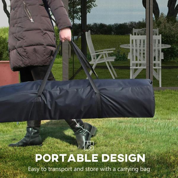 Light grey pop-up gazebo carry bag with folded frame and poles for transport
