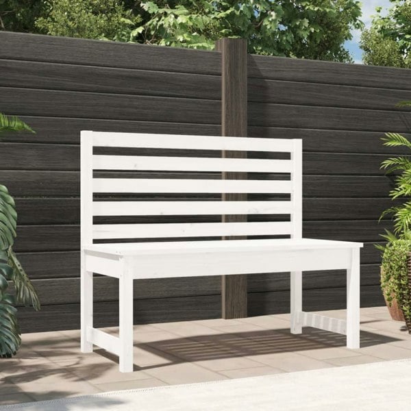Berkfield Garden Bench White 109 cm Solid Wood Pine