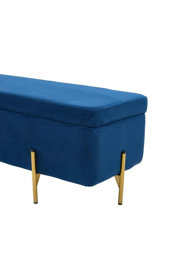 Living and Home Blue Flannel Upholstered Storage Bench