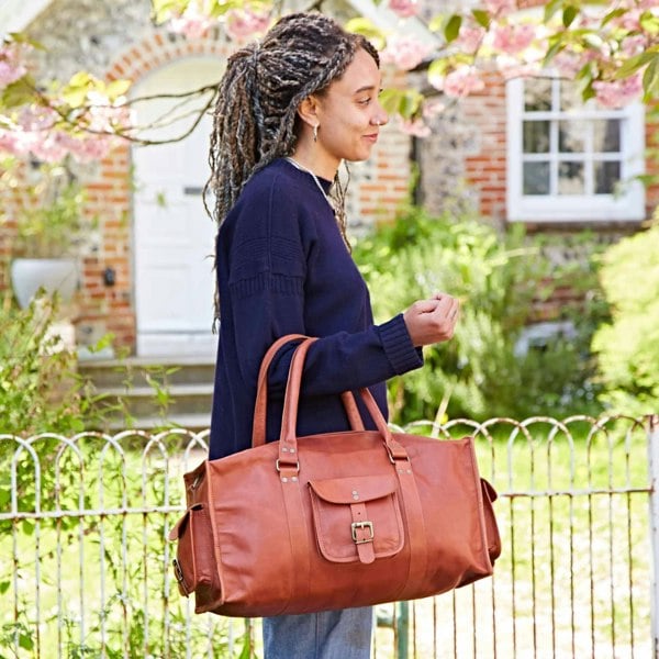 Paper High Brown Leather Holdall