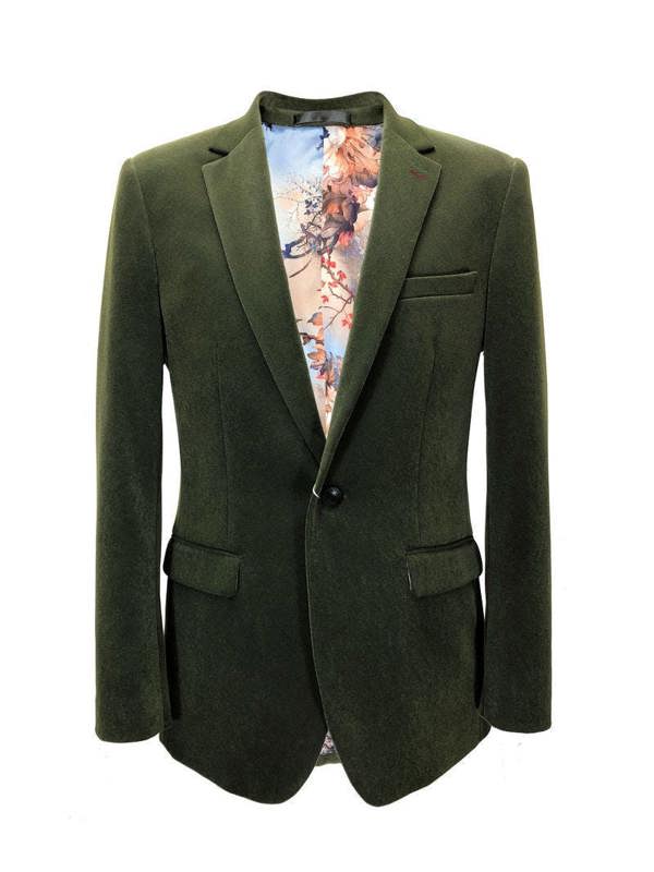 Green Velvet Slim Fit Blazer
