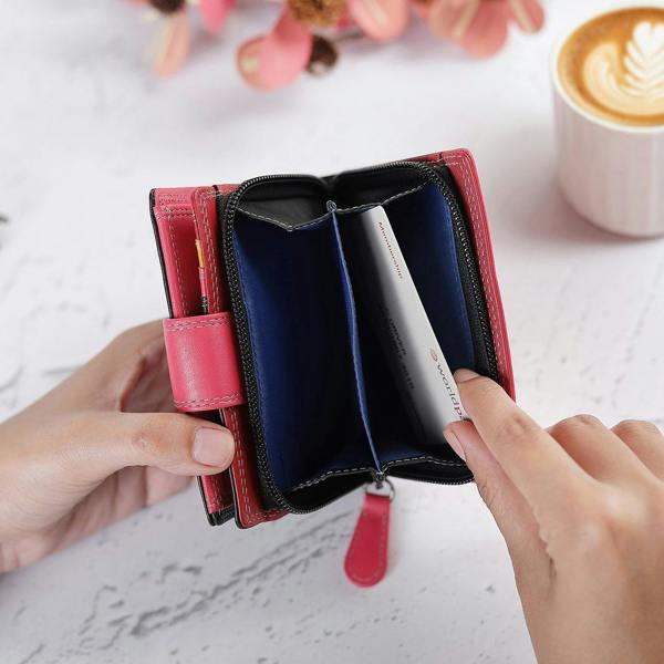 inside view of Black Soft Leather Colourful Purse Camellia London