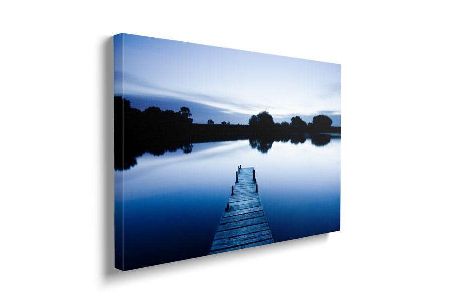 blue lake landscape print on canvas