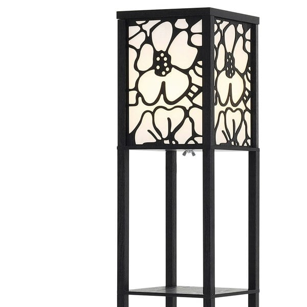 Brown Floor Lamp with Flower Linen Shade 3 Layers Indoor Towered Lamp Floorlamp Living and Home