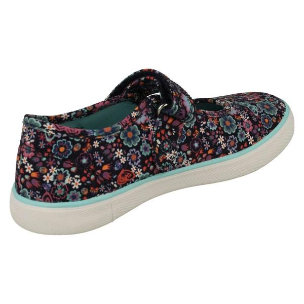 Start-rite Girls Startrite Floral Detailed Mary Jane Canvas Shoes Busy Lizzy