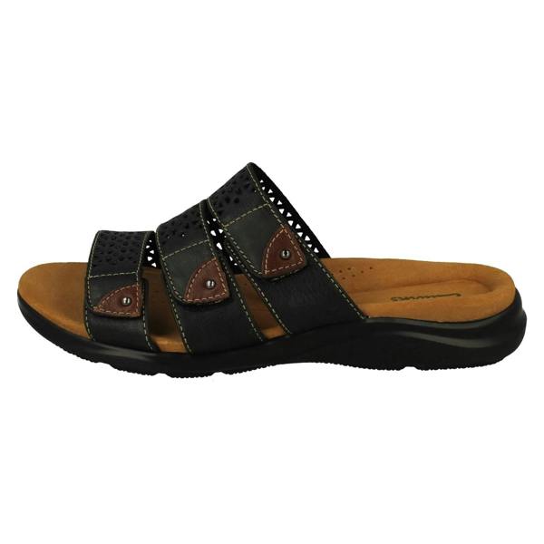 Clarks Ladies Clarks Laser Detailed Adjustable Strap Mule Sandals Kitly Walk